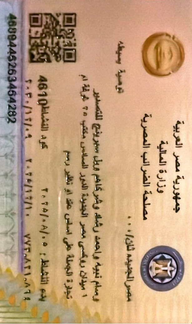 Egyptian Tax Card